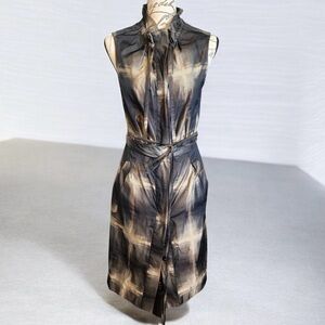 L.a.m.b. Dress Button Up Black & Tan Sleeveless Gwen Stefani Lamb 2007 No Doubt